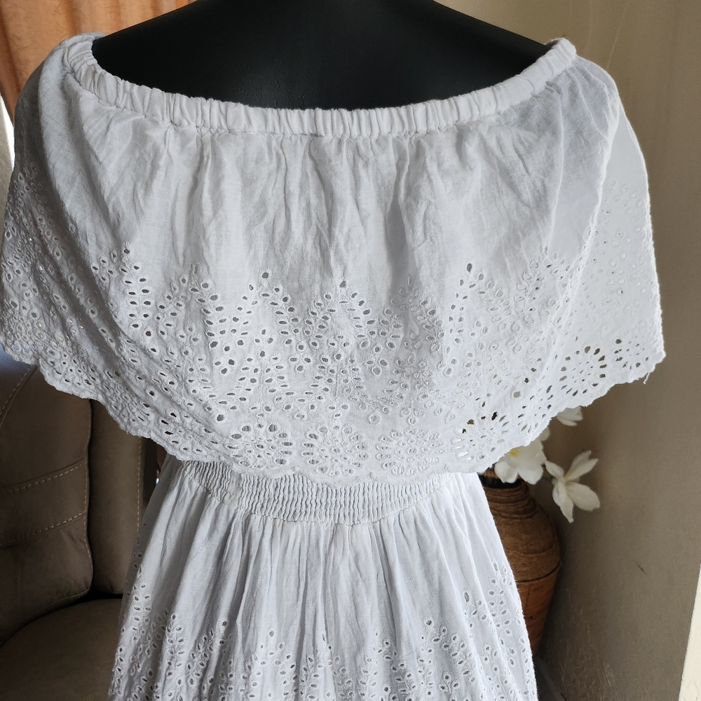 NAOO Nation AK Outfits Summer Off-the-Shoulder White Dress size S - Picture 5 of 7